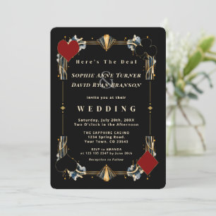Invitación Elegante boda de casino de noche con código QR Art