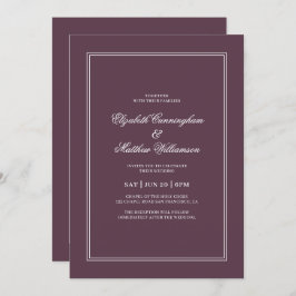 Invitación Elegante Boda de Cassis Clásica Simple