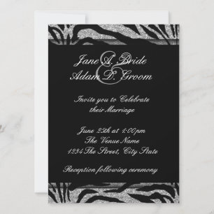 Invitación Elegante boda de cebra en blanco y negro