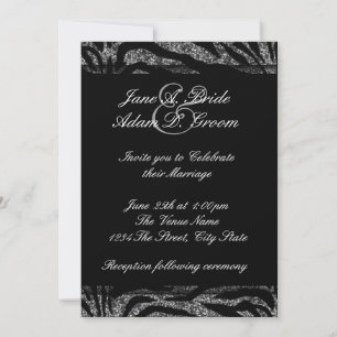 Invitación Elegante boda de cebra en blanco y negro