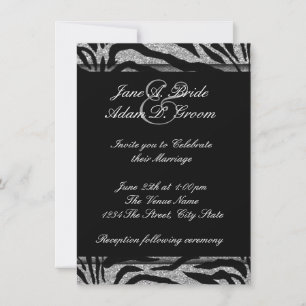 Invitación Elegante boda de cebra en blanco y negro