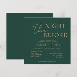 Invitación Elegante Boda de Cena con Ensayos Verdes de Esmera