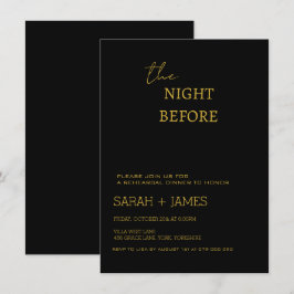 Invitación Elegante Boda de cena de ensayo negro y oro