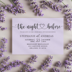 Invitación Elegante Boda de cena de ensayo púrpura