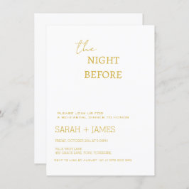 Invitación Elegante Boda de Cena de Ensayos en Blanco y Oro