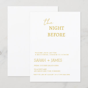 Invitación Elegante Boda de Cena de Ensayos en Blanco y Oro