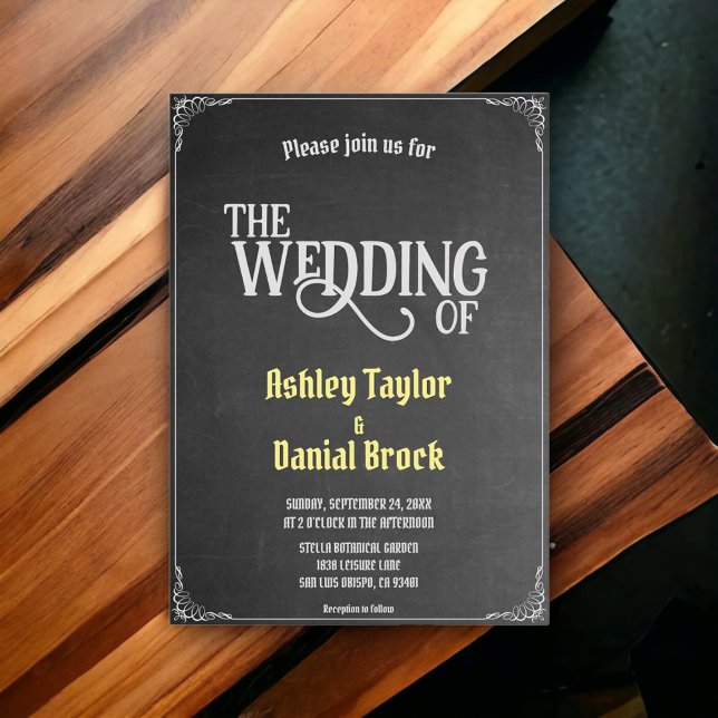 Invitación Elegante Boda de Chalkboard Ornate Retro (Subido por el creador)