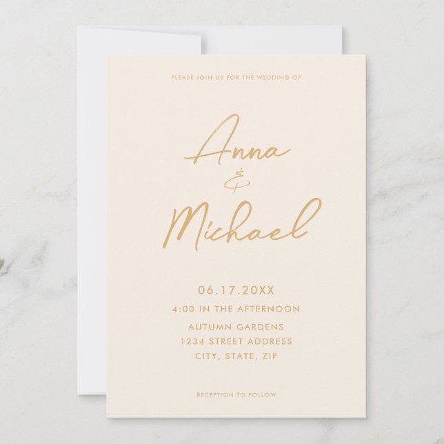 Invitación Elegante Boda de champagne (Anverso)