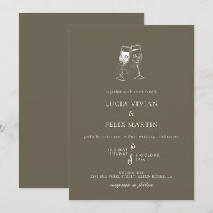 Invitación Elegante Boda de Champagne Bark Brown