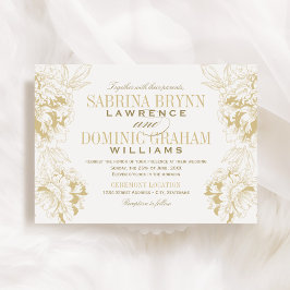 Invitación Elegante Boda de champagne Gold Floral Peony