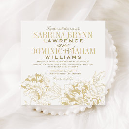 Invitación Elegante Boda de champagne Gold Floral Peony