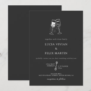 Invitación Elegante Boda de champagne negro