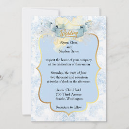 Invitación Elegante Boda de champán azul y blanco