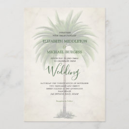 Invitación Elegante Boda de champán de estilo verde moderno
