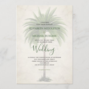 Invitación Elegante Boda de champán de estilo verde moderno