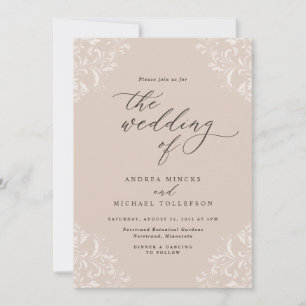 Invitación Elegante Boda de Champán Marrón Vintage