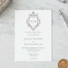 Invitación Elegante Boda de Chinoisería Negra con Ave y Cima