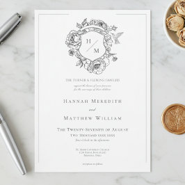 Invitación Elegante Boda de Chinoisería Negra con Pájaro y Es