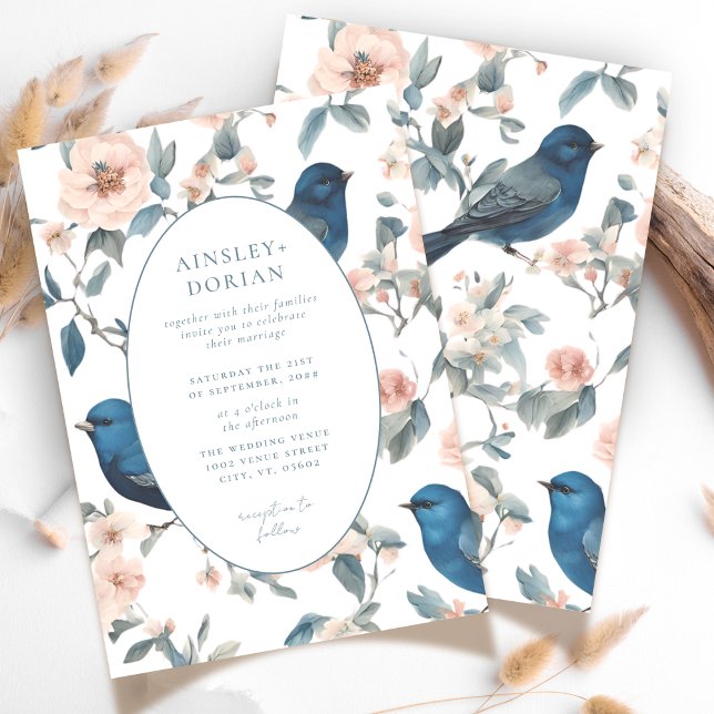 Invitación Elegante Boda de Chinoiserie azul vintage francés (Subido por el creador)