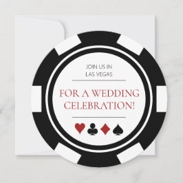 Invitación Elegante Boda de Chip Black White Poker de Las Veg