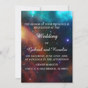 Invitación Elegante Boda de Cielo Nocturno Estrellado y Color
