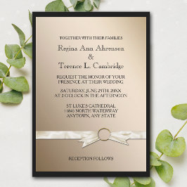 Invitación Elegante Boda de cinta de oro negro