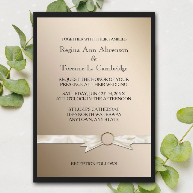 Invitación Elegante Boda de cinta de oro negro (Subido por el creador)