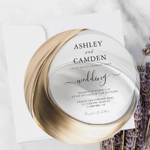 Invitación Elegante Boda de Círculo de Oro y Plata