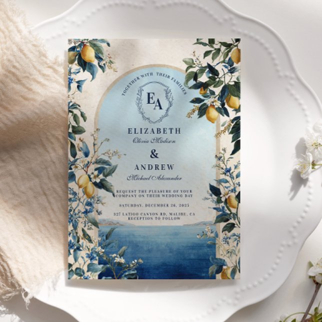 Invitación Elegante Boda de Citrus Costero Amalfitano (Subido por el creador)