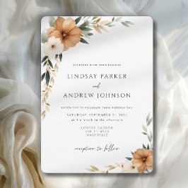 Invitación Elegante Boda de Cobre y Botánica Terrosa