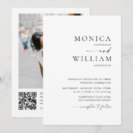 Invitación Elegante Boda de código de foto Minimalista QR