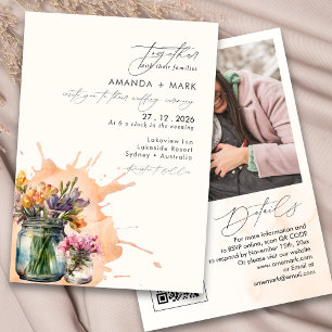 Invitación Elegante Boda de código Mason Jar Qr