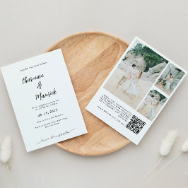 Invitación Elegante Boda de código QR con guión escrito
