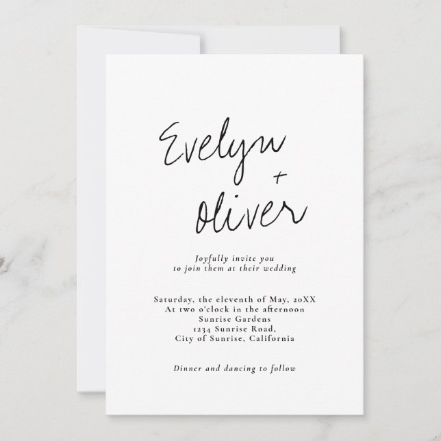 Invitación Elegante Boda de código QR de caligrafía de escrit (Anverso)