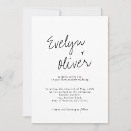 Invitación Elegante Boda de código QR de caligrafía de escrit