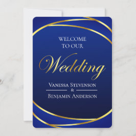 Invitación Elegante Boda de código QR de encaje de oro azul r