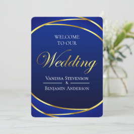 Invitación Elegante Boda de código QR de encaje de oro azul r