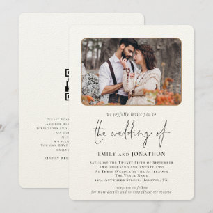 Invitación Elegante Boda de código QR de foto