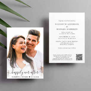 Invitación Elegante Boda de código QR de foto manuscrita