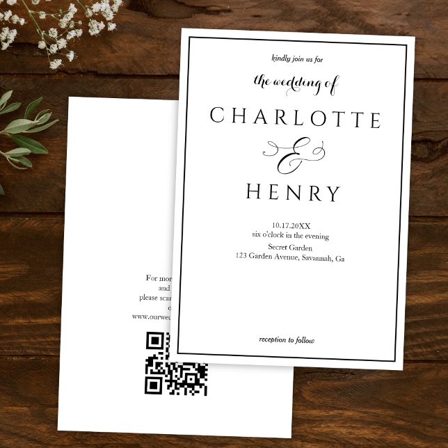 Invitación Elegante Boda de código Qr de presupuesto (Subido por el creador)