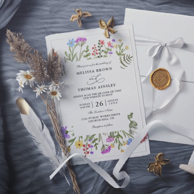 Invitación Elegante Boda de código QR de presupuesto rústico  (Subido por el creador)