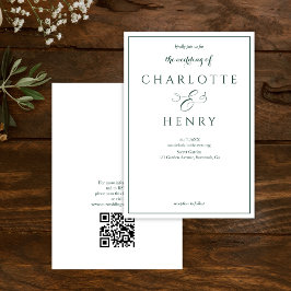 Invitación Elegante Boda de código Qr de presupuesto verde