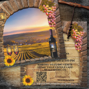 Invitación Elegante Boda de código QR de viñas con temas de v