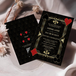 Invitación Elegante Boda de código QR del Casino Art Deco Gol