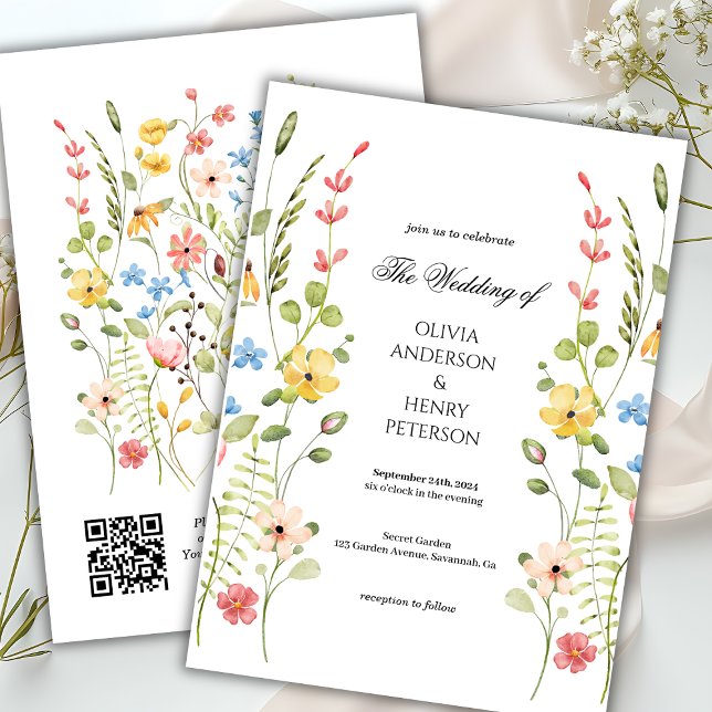 Invitación Elegante Boda de código QR del jardín floral flori (Subido por el creador)
