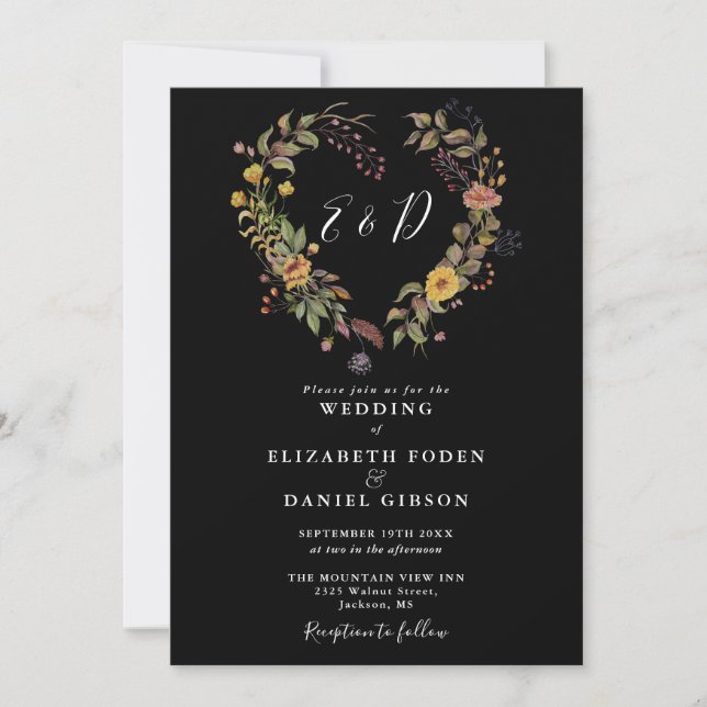Invitación Elegante Boda de código QR floral rústico moderno (Anverso)