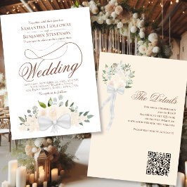Invitación Elegante Boda de código QR para Bouquet floral Rub