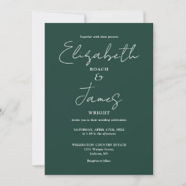 Invitación Elegante Boda de código QR verde esmeralda Minimal