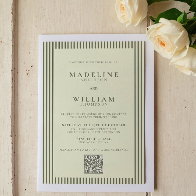 Invitación Elegante Boda de código Qr verde sabio desnudo (Subido por el creador)