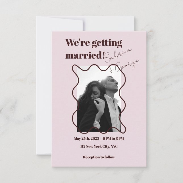 Invitación Elegante Boda de código retro moderno (Anverso)